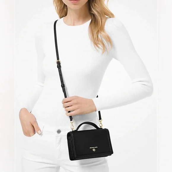 Women's Michael Kors Jet Set Charm Small Top-Handle Phone Black Cross-body Bag